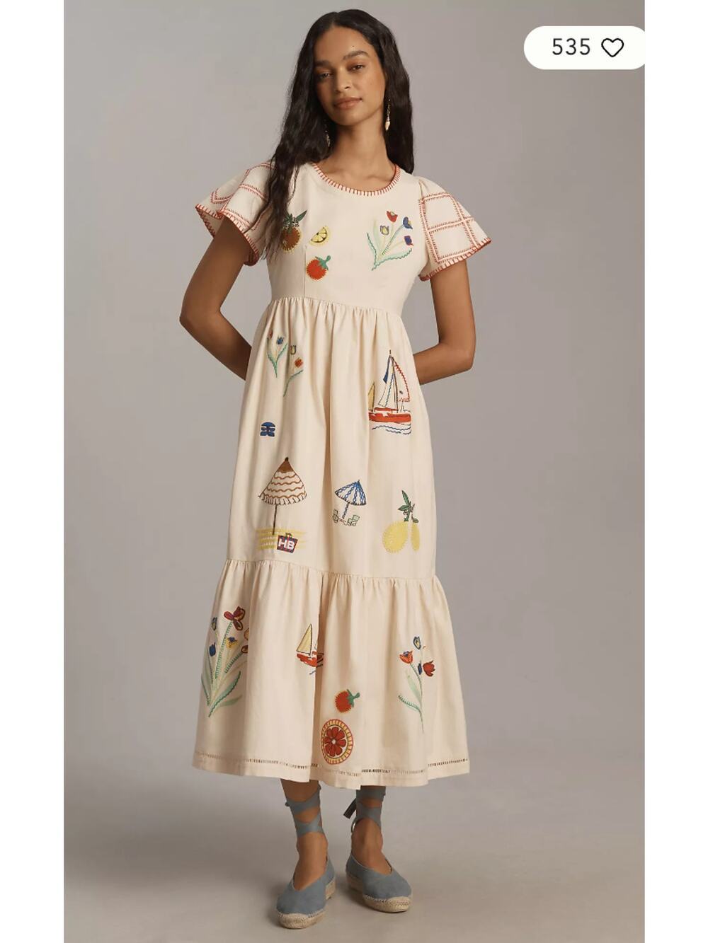 Hunter Bell Marley Embroidered Midi Dress Size 4